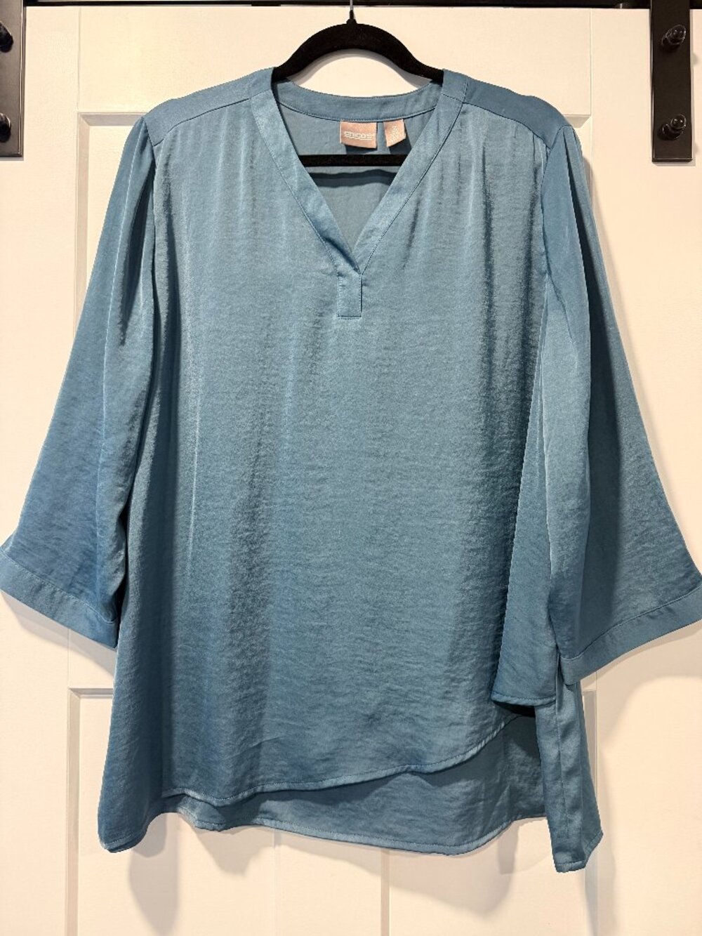 Chico's Light Blue V-Neck Tunic Blouse